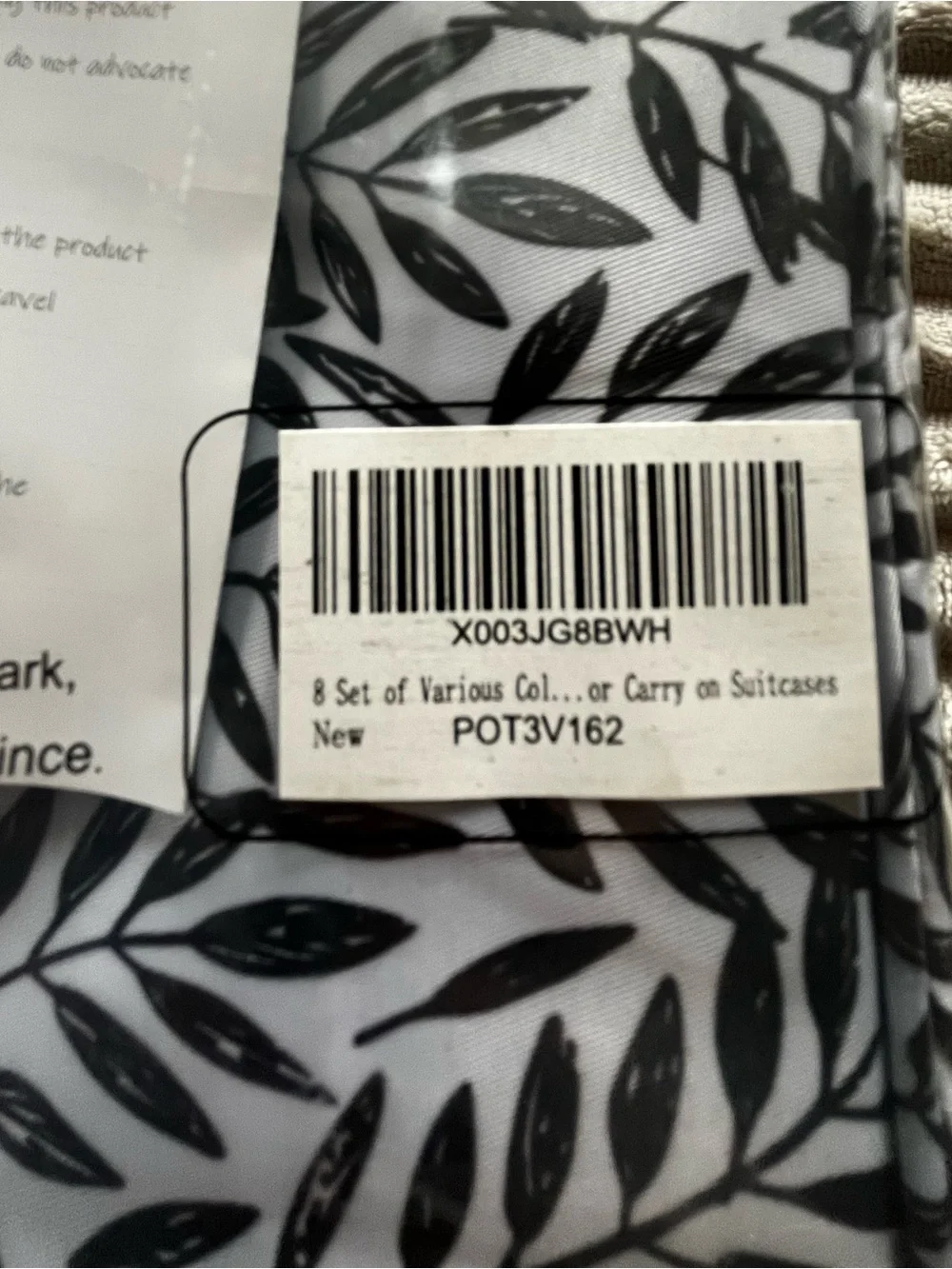 Black & White Leaf Print 8-Piece Packing Cube Set ♡